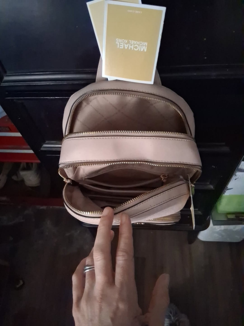 Michael Kors Blush Pink Quilted Mini Backpack with Gold Hardware